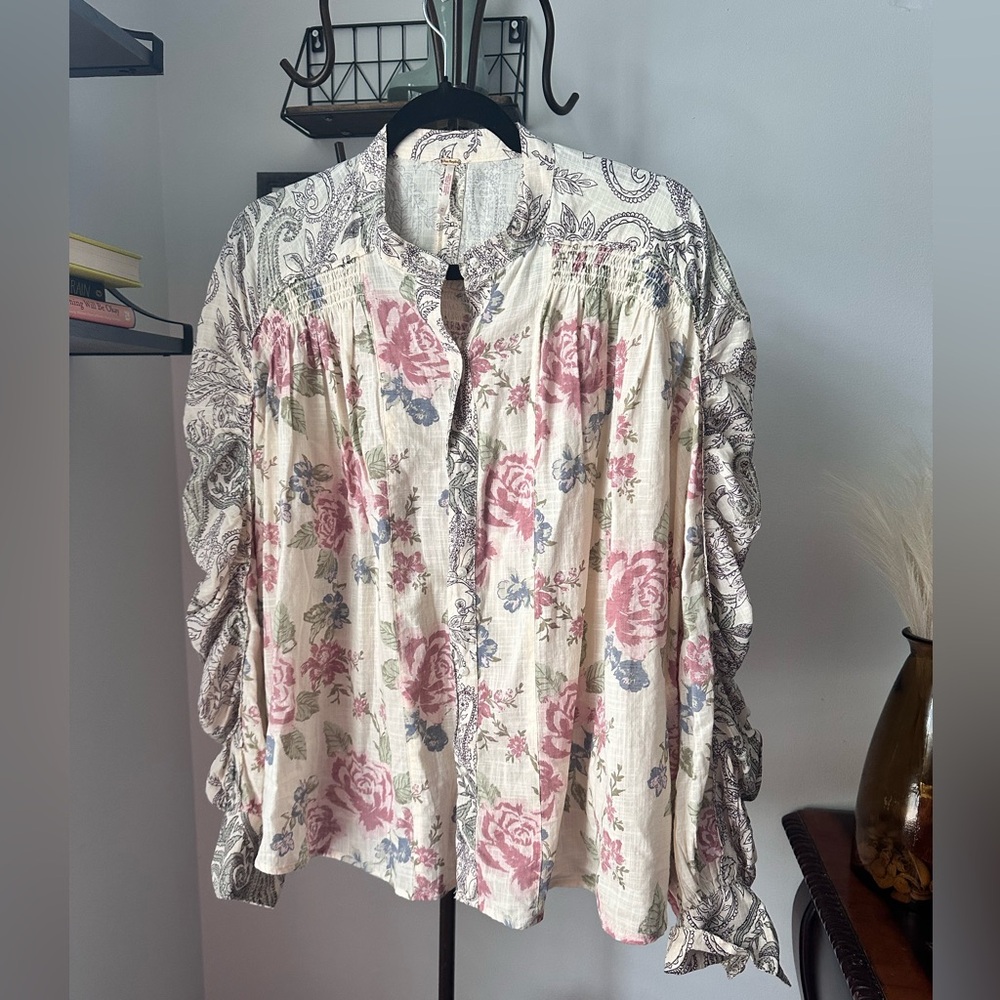 #11 FREE PEOPLE MARAYA PRINTED TOP ANTIQUE COMBO SIZE MEDIUM - Picture 4 of 7